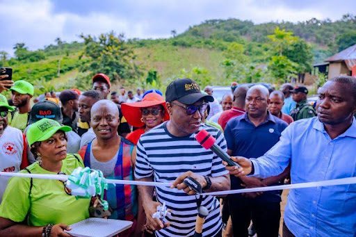 Governor Biodun Oyebanji at the Sagbonke Mountain, Efon Alaaye, leading the 7th edition of Hike Ekiti Mountain Safari